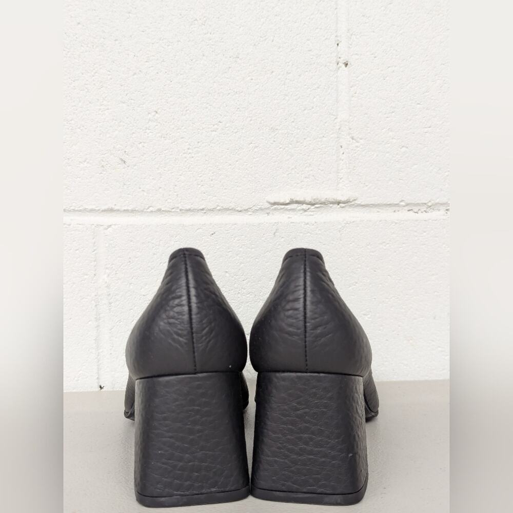 NEW Aquatalia  Carlina Block heel black leather pumps size 9 Square Toe textured - Picture 3 of 8